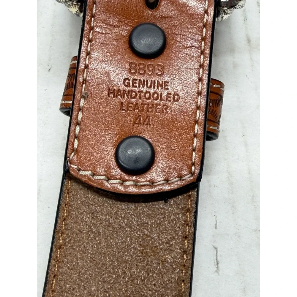 8893 Genuine Hand Tooled Leather 3D Cowhide Hair On Western Belt Size 44